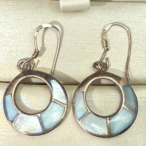 Silver and Blue Dangle Earrings